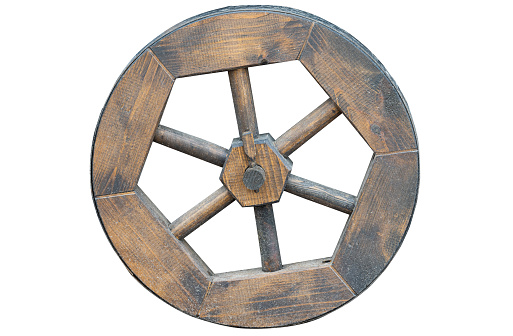 wooden wheel isolated on white background