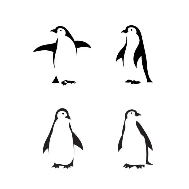 Vector illustration of cute penguin silhouette vector