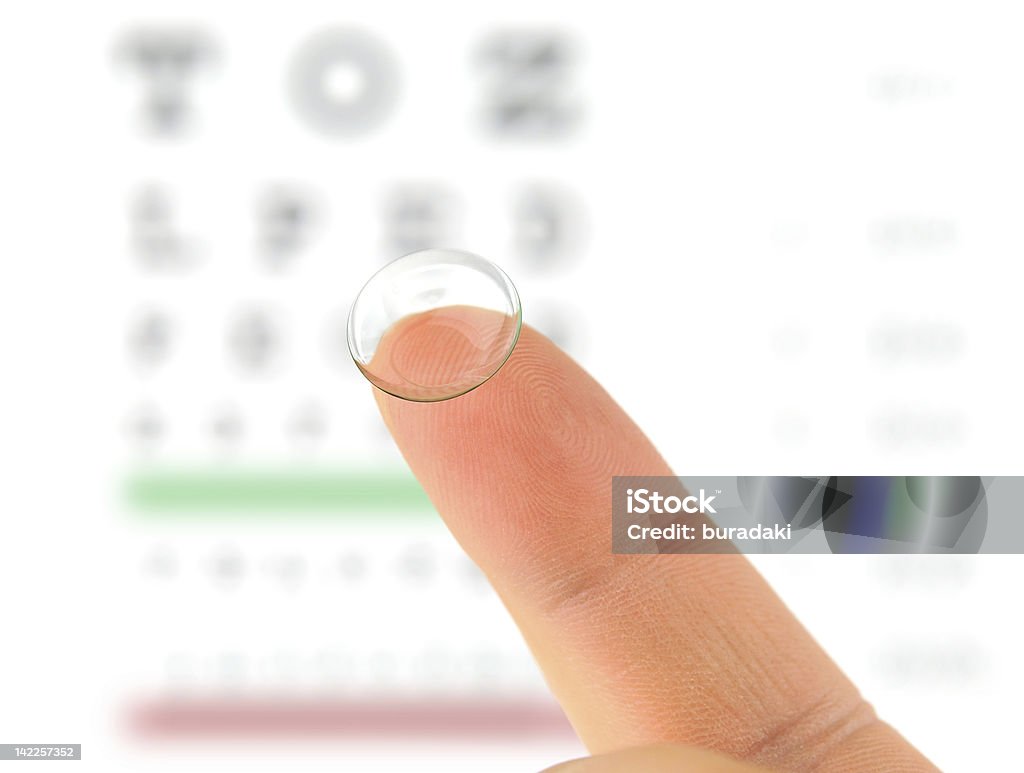 Kontaktlinse und eye test-Schaubild - Lizenzfrei Kontaktlinse Stock-Foto
