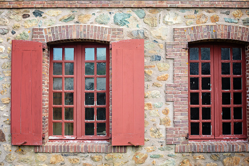 Windows in a stone wall