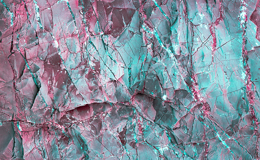 Rock holography. Holographic neon colors. Texture marble pattern. Abstract background. Rock texture. Stone background. Rough structure. Wallpaper abstraction. Cracks wall