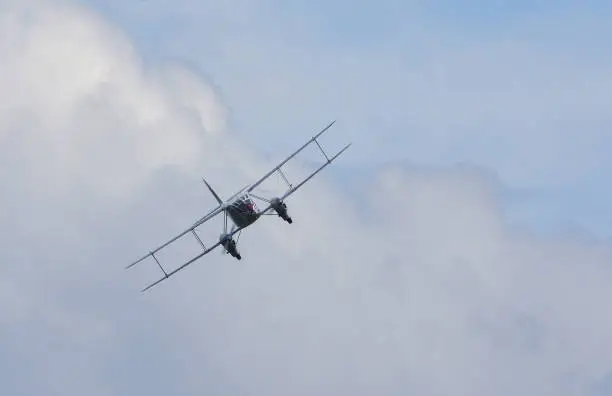 Photo of Vintage De Havilland DH.89A Dragon Rapide G-AGSH in colours of British European Airways in flight.