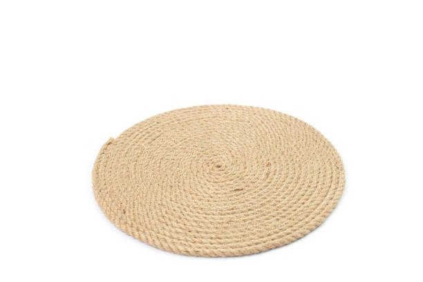 istock Spiral jute rope place mat, side view isolated on white 1422582277