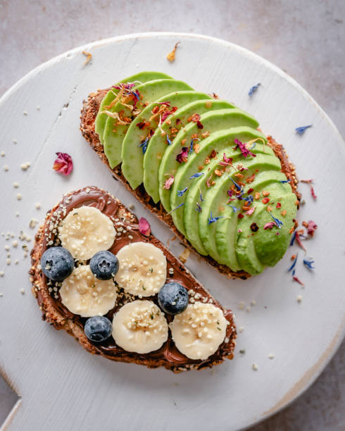 istock Sweet and savoury toasts on a white serving board 1422584687