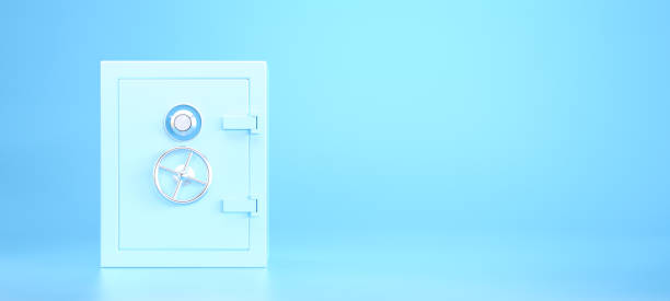 istock 3D illustration. Closed safe deposit box on an isolated background. 1422585539
