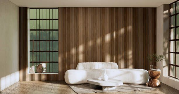 istock sofa and decoration japanese on Modern room interior wabisabi style.3D rendering 1422587714