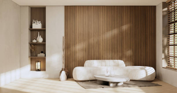 istock sofa and decoration japanese on Modern room interior wabisabi style.3D rendering 1422587954