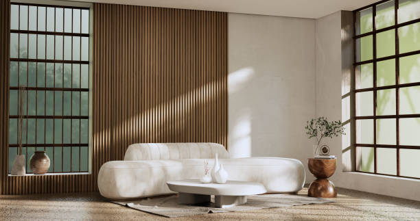 istock sofa and decoration japanese on Modern room interior wabisabi style.3D rendering 1422588154