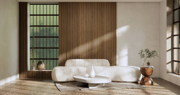 istock sofa and decoration japanese on Modern room interior wabisabi style.3D rendering 1422588160