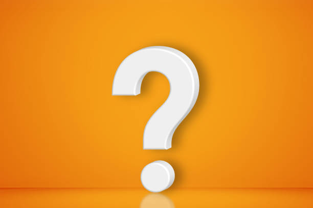 istock Question mark 3D design in front of a orange color wall background 1422592965