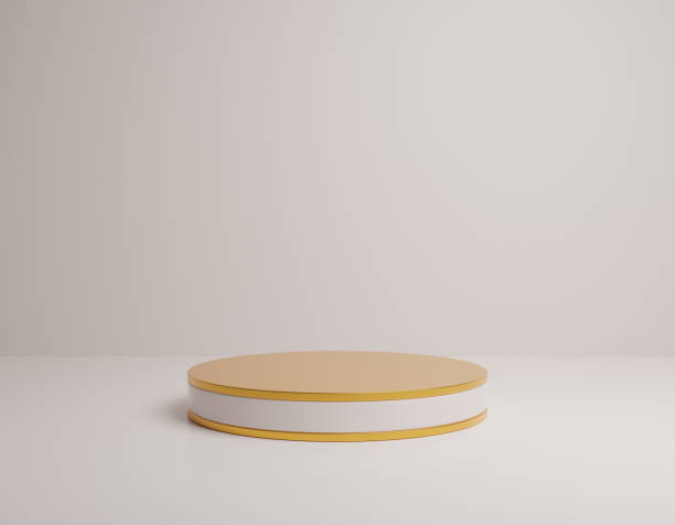 istock Minimal Style White And Golden Podium Empty Pedestal Display 1422595101