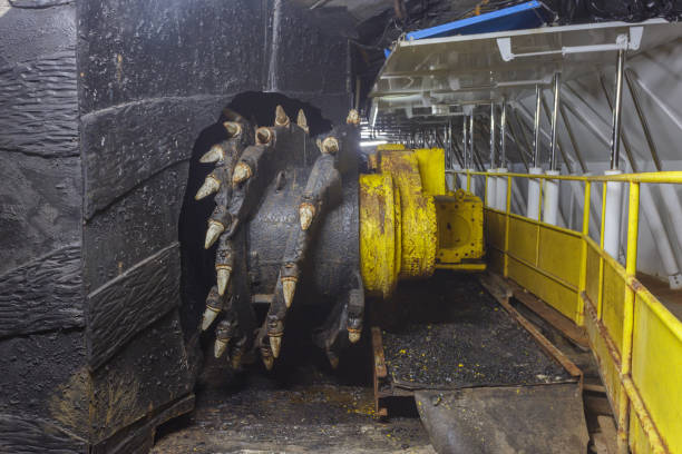 istock Shrearer machine in old closed coal mine. 1422597444