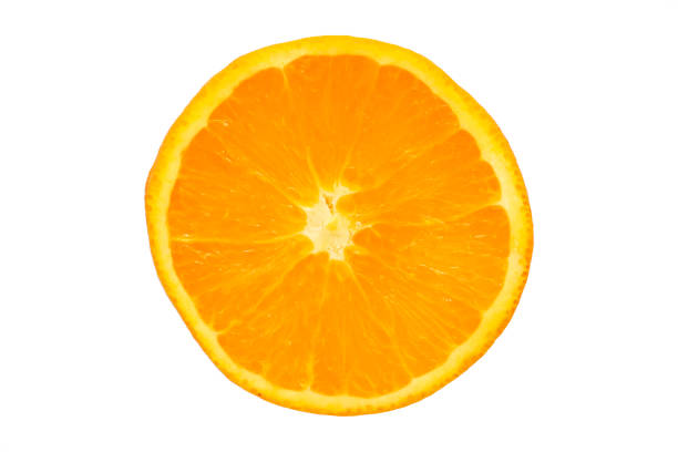 istock Close-up image of Seville orange citrus fruit slice, white background, elevated view 1422605217