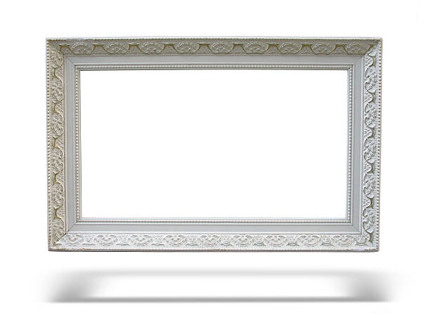 istock Old antique white wooden picture frame 142260588