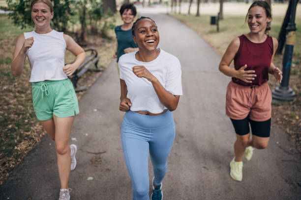 istock Women jogging together 1422607027