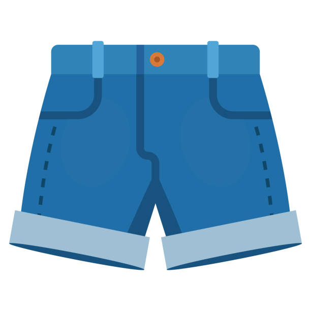 ilustrações de stock, clip art, desenhos animados e ícones de summer short blue jeans. little short shorts. flat vector illustration. - shorts