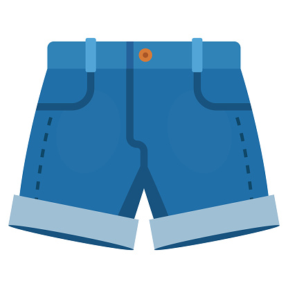 summer short blue jeans. little short shorts. flat vector illustration.