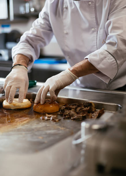 istock Prepare and grill hamburger and bacon meat 1422610253