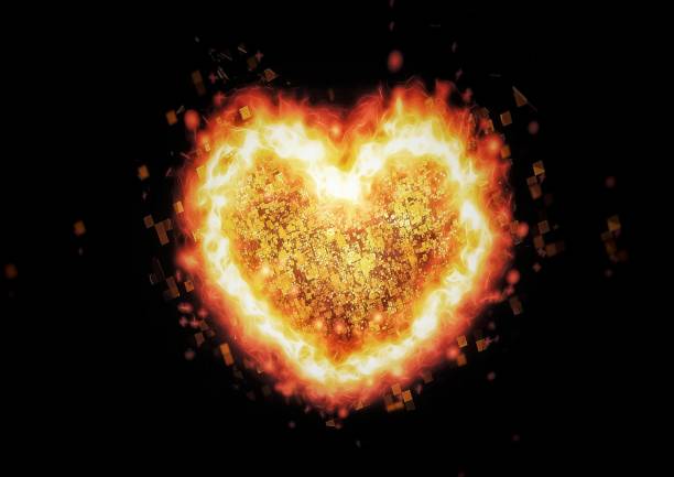 istock 3D illustration of a heart flame burning in the dark 1422614334