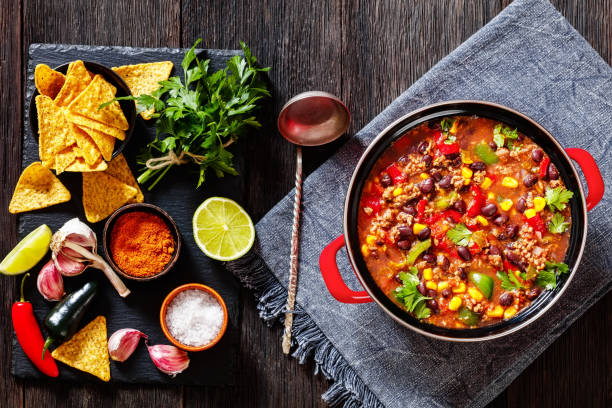 istock taco soup of ground beef, corn, beans and veggies 1422614908