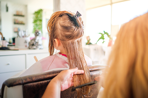 3-year-old girl's first haircut - Cutting her hair