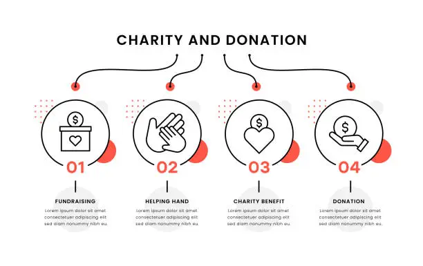 Vector illustration of Charity And Donation Timeline Infographic Template