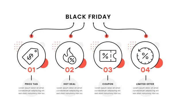 Vector illustration of Black Friday Timeline Infographic Template