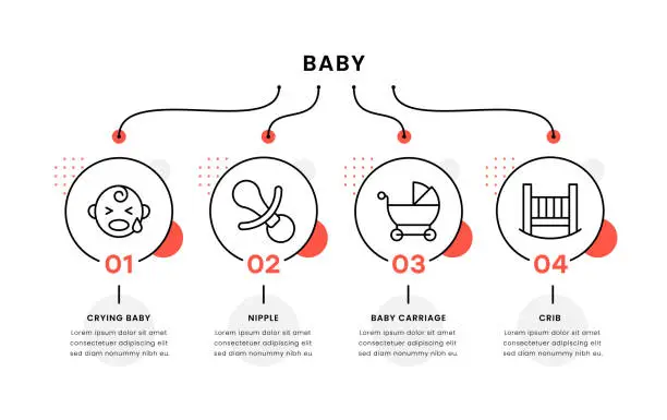 Vector illustration of Baby Timeline Infographic Template