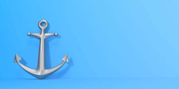istock Anchor on a blue background. 3d render illustration 1422625239