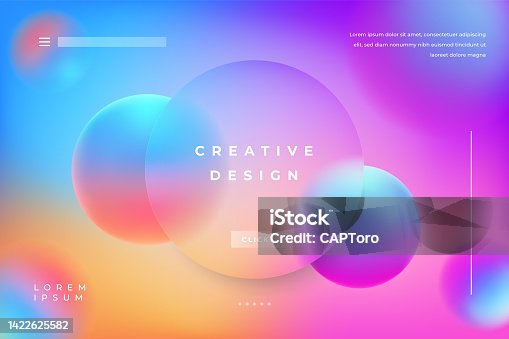 istock Morph Background Gradient Colorful with Circle Shape Glass Effect Frame Title Text. Poster, Banner, Presentation, Wallpaper Mobile and Desktop. 1422625582