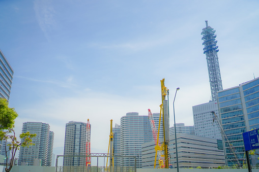 Building group and blue sky of Yokohama Minato Mirai. Shooting Location: Yokohama-city kanagawa prefecture