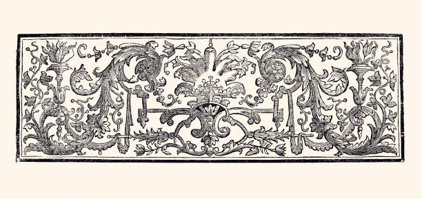 ルイ14世時代の花柄:デザイン要素(多くのディテールを持つxxxl) - 17th century style点のイラスト素材／クリップアート素材／マンガ素材／アイコン素材