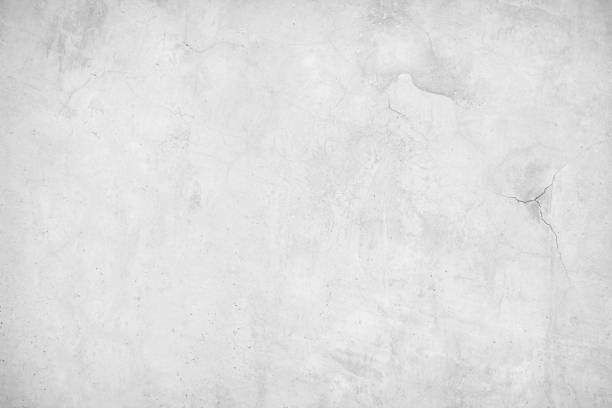 sfondo della parete lucidato con texture in cemento bianco. grigio retrò tinta unita cemento crepa hanno sabbia e pietra senza cuciture di panoramica per elemento di design decorativo architettura urbana liscia superficie vintage. - muro foto e immagini stock