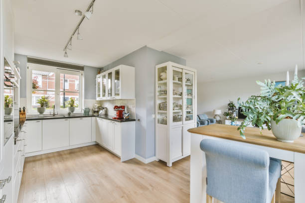 istock General view of the kitchen decorated in white tones 1422644423