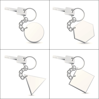 Silver Key Chain with Blank Tag