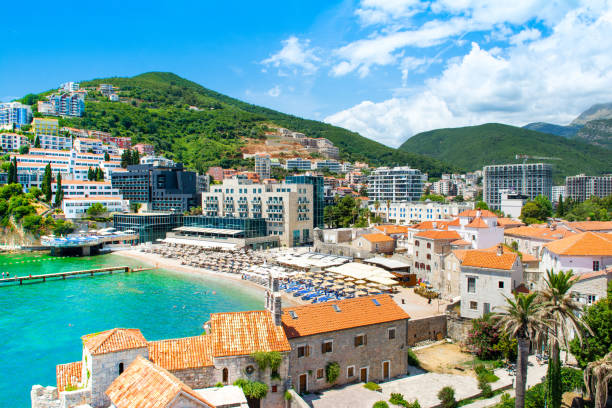 Beautiful summer landscape of the Adriatic coast in The Budva Riviera stock photo