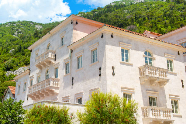 A Detailed View of the Architecture of the Old City of Perast stock photo