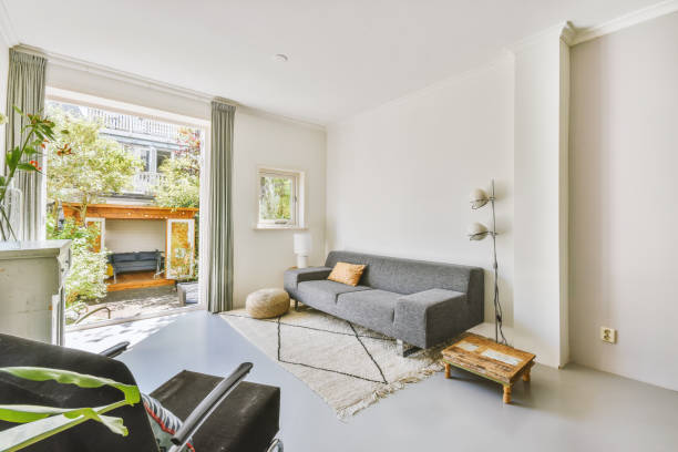 istock Spacious living room in minimalist style 1422659128