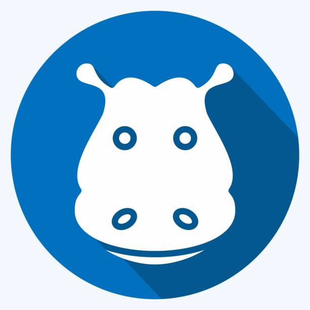 Icon Hippopotamus. related to Animal Head symbol. long shadow style. simple design editable. simple illustration. cute. education Icon Hippopotamus. related to Animal Head symbol. long shadow style. simple design editable. simple illustration. cute. education square-emoticon-with-big-glasses stock illustrations