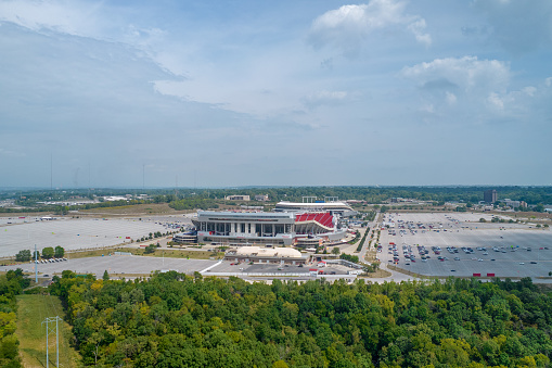 Madison, Wisconsin, USA - September 3, 2017: A view of the Kohl Center sports arena from above in Madison, Wisconsin on the University of Wisconsin campus.