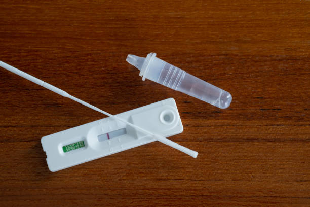istock covid-19 negative test result with antigen rapid test kit (ATK), The test showed a negative result 1422666257