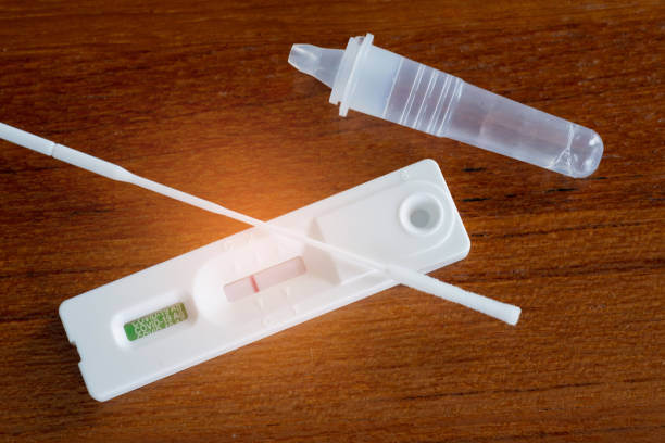 istock covid-19 negative test result with antigen rapid test kit (ATK), The test showed a negative result 1422666266