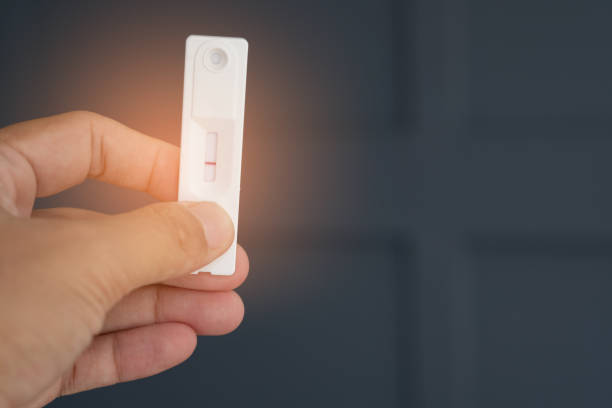 istock covid-19 negative test result with antigen rapid test kit (ATK), The test showed a negative result 1422666290