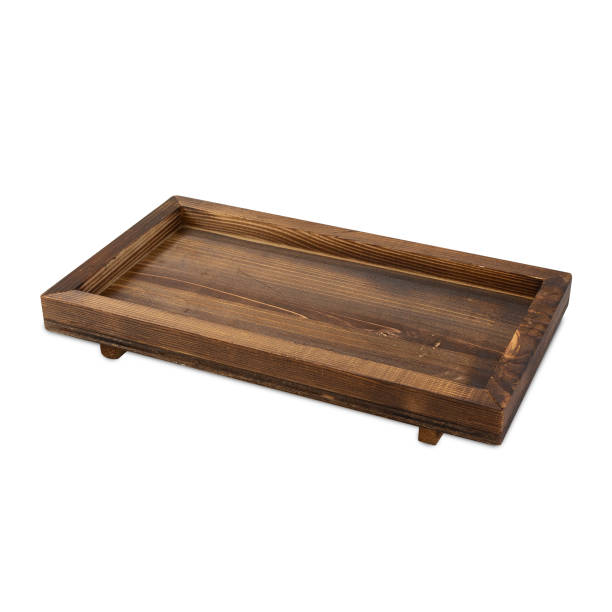 istock Wooden tray isolated on white background with clipping path 1422668226