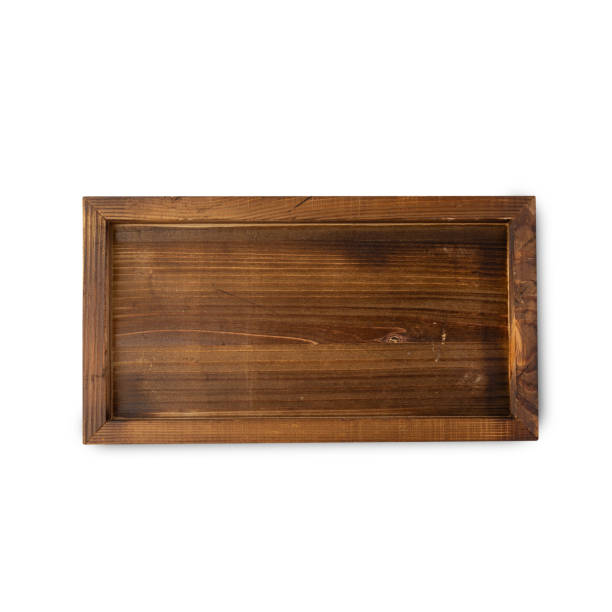 istock Wooden tray isolated on white background with clipping path 1422668249