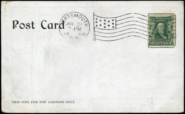 postal vintage en blanco enviada desde estados unidos en 1906, un muy buen fondo histórico del servicio postal. - 1920s style postcard old paper fotografías e imágenes de stock