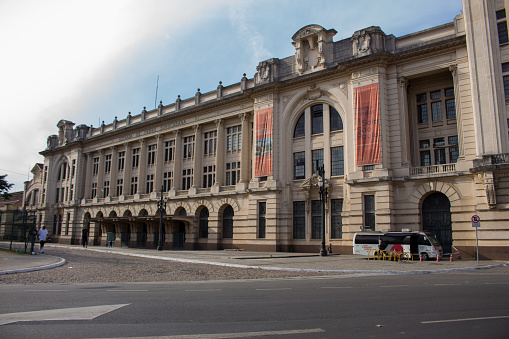 Sao Paulo, SP, Brazil - July 16, 2022: Historic building of Sorocabana Station, where today the Julio Prestes train station and the São Paulo concert hall operate.