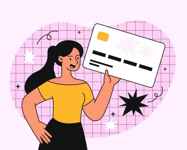 Vector illustration of Woman with credit card
