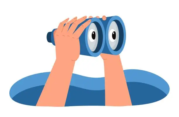 Vector illustration of Hands with binoculars