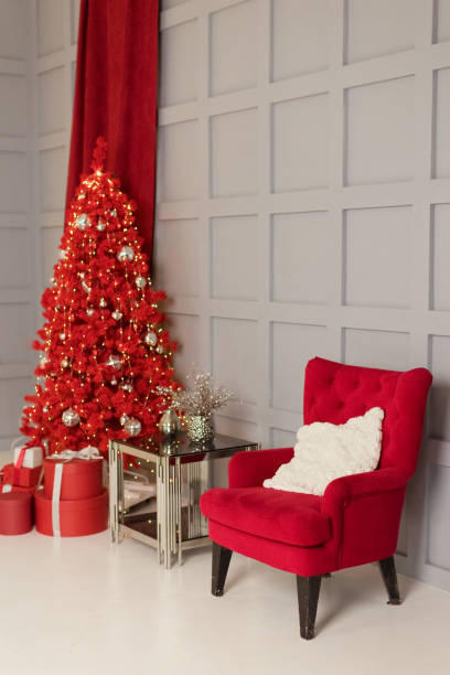 istock Interior with red Christmas tree armchair 1422700944